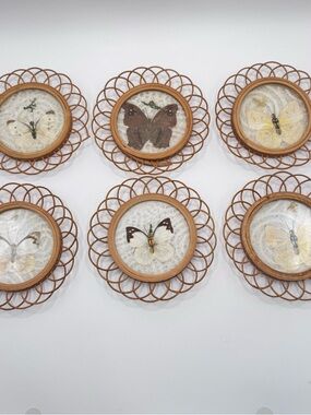Vintage Rattan butterfly coasters